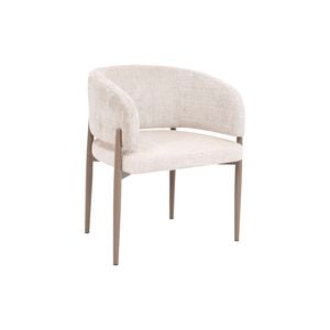 Daphne  Armchair in Cream Fabric and Metal Legs with Timber Transfer in Brown Color