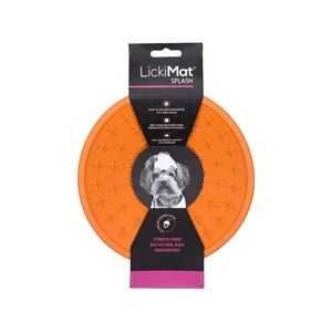 LickiMat Splash Wall & Floor Suction Slow Feeder Dog Bowl - Orange