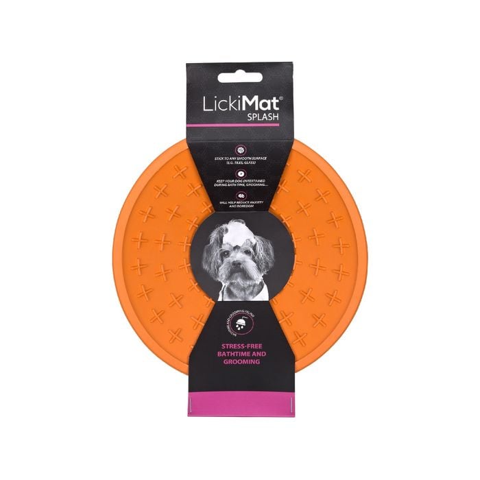 LickiMat Splash Wall & Floor Suction Slow Feeder Dog Bowl - Orange