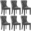 Oikiture 6x Velvet Dining Chairs Upholstered French Provincial Tufted Grey