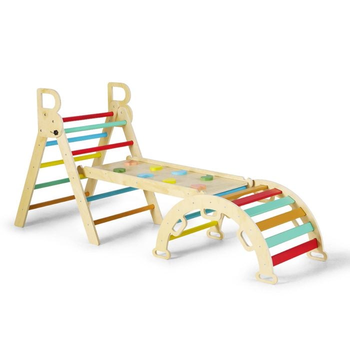 Playpals 7-in-1 Pikler Triangle Set Wooden Montessori Climbing For Toddlers