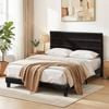 Homfurn Double Bed Frame Upholstered Platform With Geometric Headboard Black Velvet