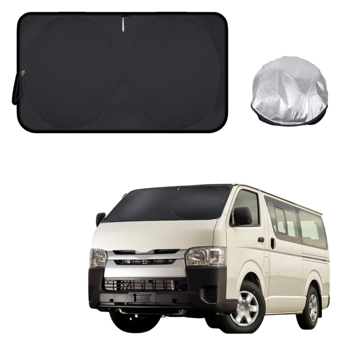 Front Windscreen Sun Shade for Toyota Hiace Van 2005 - 2018 (SLWB) - XL 160 x 100 cm - Black
