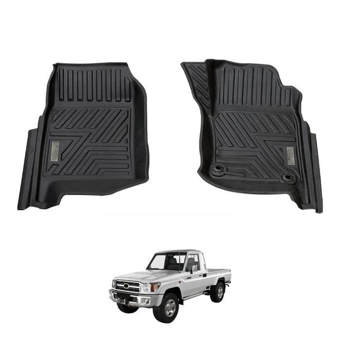 AUSGO Front Row Car Floor Mats for Toyota Land Cruiser Landcruiser 79 LC79 Dual Cab 2012-Onwards All-Weather Floor Liners