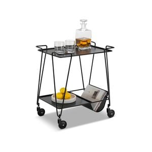 Kian Matte Black Steel Bar Cart Drink Trolley