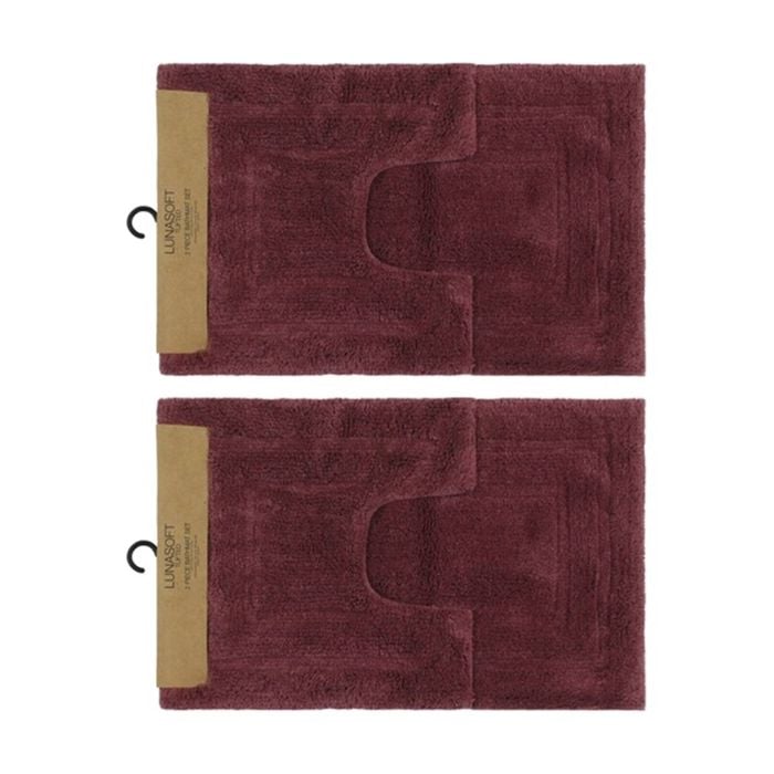 2x2pc Cdsi Lunasoft Tufted Bathset Cotton Set Dusky Rose 50x80cm & 50x50cm
