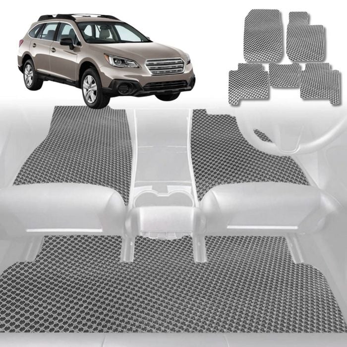 6D Diamond Car Floor Mats for Subaru Outback 2015-2021-Full Set-Grey-Outback GT