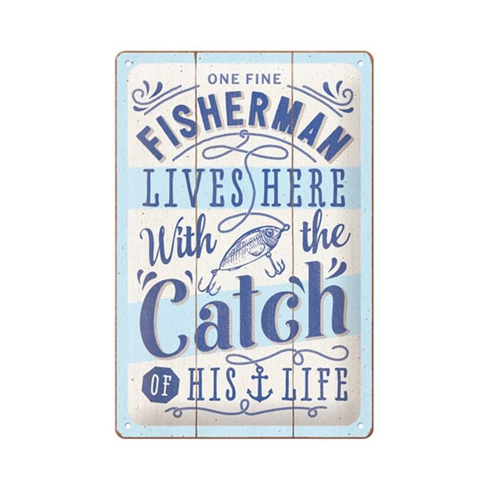 Nostalgic-art Medium Metal Sign Plaque One Fine Fisherman 20x30cm