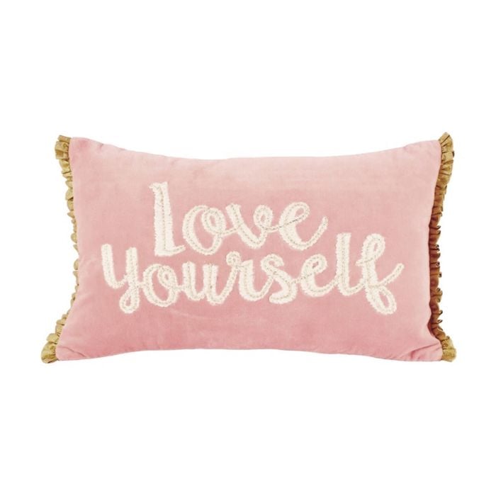 Maine & Crawford Bayla 51x31cm Cotton Embroidered Cushion Pillow w/ Frill Pink