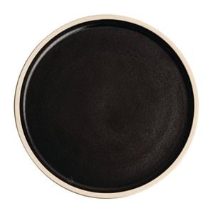 Olympia Flat Round Plate Canvas Delhi Black 250mm 6 Pack Commercial Dinnerware Crockery