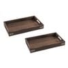 SOGA 2 Pack 36 x 24cm Rectangular Walnut Wood Serving Trays