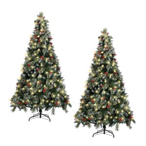 Tinseltown 2PCS LED Christmas Tree 7FT 2.1M Xmas Decorations w/ Ornaments 1400 Tips