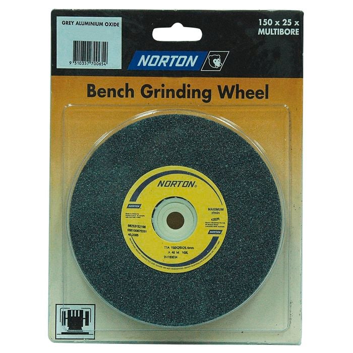 Norton 200 x 25mm Multi-Bore Fine Bench Grinding Wheel