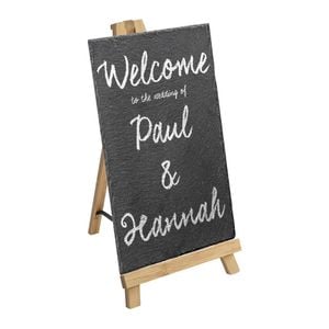 Rectangle Slate Memo Board with Easel - 30cm x 20cm - Brown/Grey