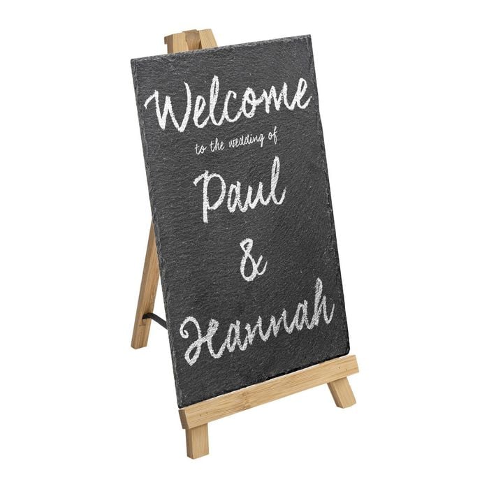 Rectangle Slate Memo Board with Easel - 30cm x 20cm - Brown/Grey