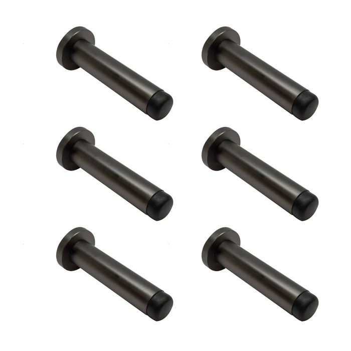Schlage 85mm Graphite Round Wall Mounted Door Stop - 6 Pack