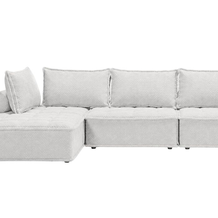 Suellen Sectional Sofa Set Pineapple Velvet - White