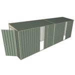 Build-A-Shed 1.2 x 6.0 x 2.0m Tunnel Shed Tunnel Hinged Door with 2 Sliding Side Doors - Green