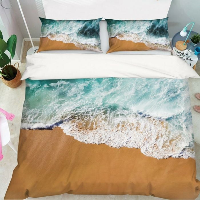 3D Beach Waves 281 Bed Pillowcases Quilt King Size
