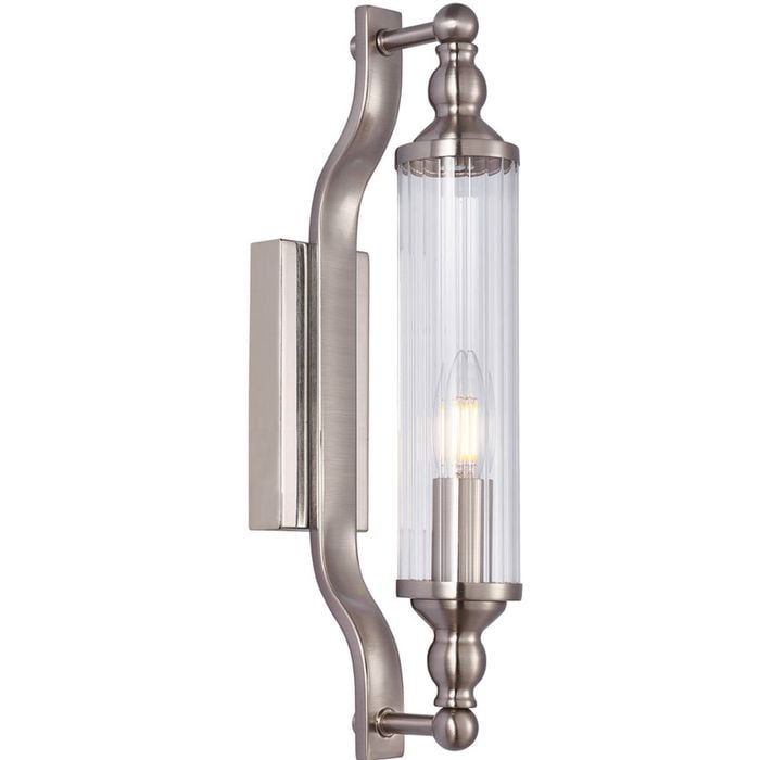 CLA Lighting Rodillo Interior Tubular Clear Glass Wall Light Satin Chrome