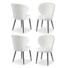 4x Artiss Dining Chairs Boucle Sherpa White