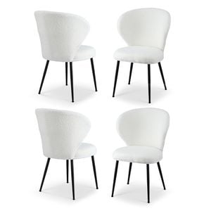 4x Artiss Dining Chairs Boucle Sherpa White