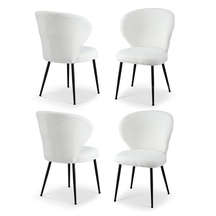 4x Artiss Dining Chairs Boucle Sherpa White