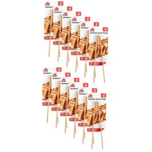 12PK Culinary Kitchen Bamboo Toast Serving Tongs Cooking Utensil 22cm