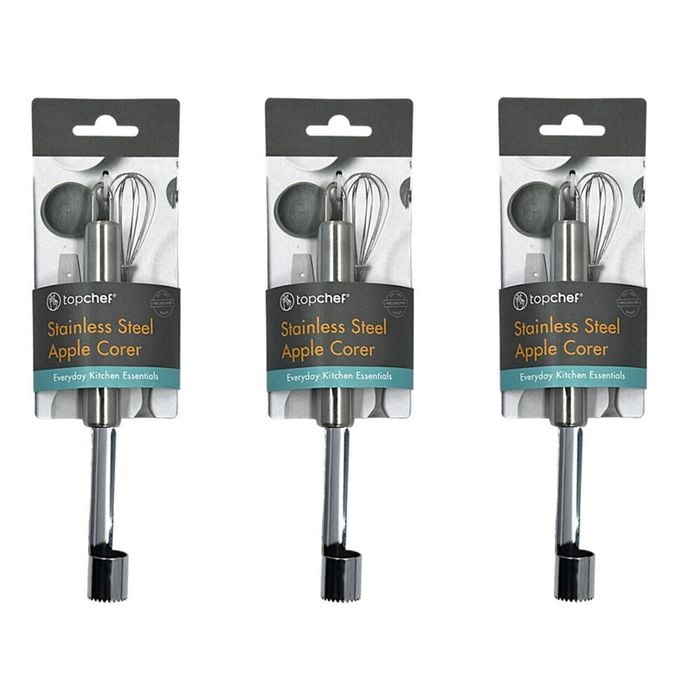 3PK Topchef Stainless Steel Apple Corer Kitchen Utensil 19.5cm Silver