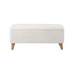 Oikiture Storage Ottoman Large Sherpa White