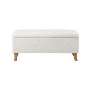Oikiture Storage Ottoman Large Sherpa White