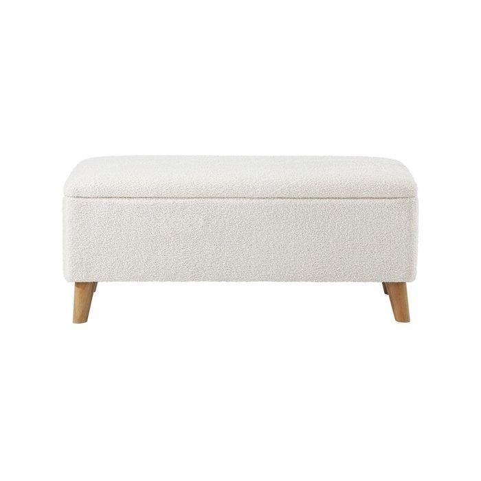 Oikiture Storage Ottoman Large Sherpa White
