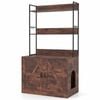 Costway Cat Litter Box Enclosure Hidden Pet Washroom Condo Cabinet Brown