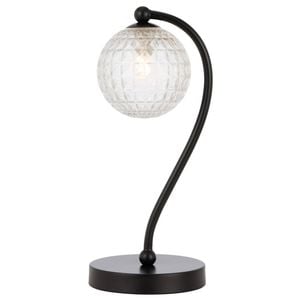 Telbix Felton Modern Table Desk Lamp Light Glass Metal Black Clear Matte