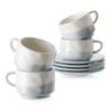 DOWAN Espresso Cups with Saucers, 3 oz Set of 4, Blue & White