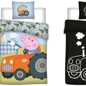 Peppa Pig George's Tractor Glow In The Dark Kids Cotton Quilt Cover Set - Toddler Bed