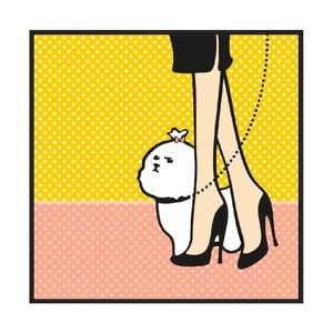 Artey | Walkies - Framed Canvas - Black Frame - 140 x 140cm