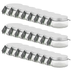 24PK Glass & Co Olivia Round Silver Screw Lid Preserving Storage Jar 230ml Clear