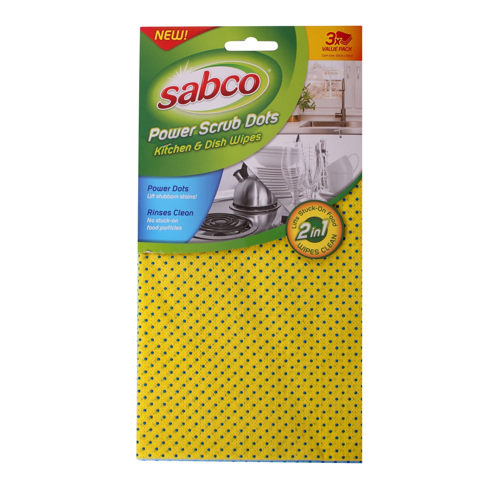Sabco Power Scrub Dots Kitchen And Dish Wipes - 3 Pack product image