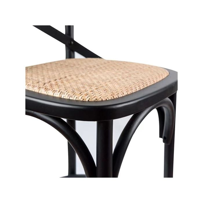 Aster 3pc Crossback Bar Stools Dining Chair Solid Birch Timber Rattan Seat Black Bunnings Australia