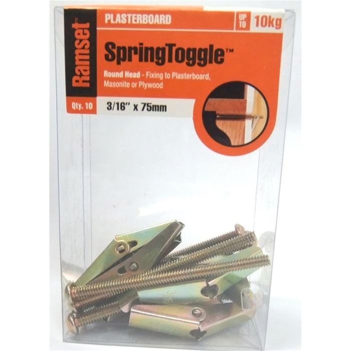 Ramset Spring Toggle Countersunk 3/16" x 75mm 10pk