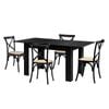 Oikiture 160cm Extendable Dining Table with 4PCS Dining Chairs Geometric Black
