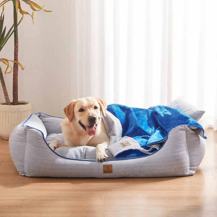Charlie's Hampton Herringbone 3pc Dog Bed Blue Large