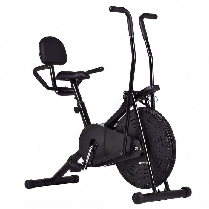 Advwin Air Exercise Bike Fan Resistance Upright Cycle with Heart Rate Monitor & LCD Display, Backrest Seat