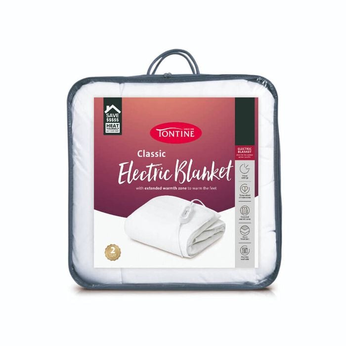 Tontine Single Classic Electric Blanket Bed Warmer - White