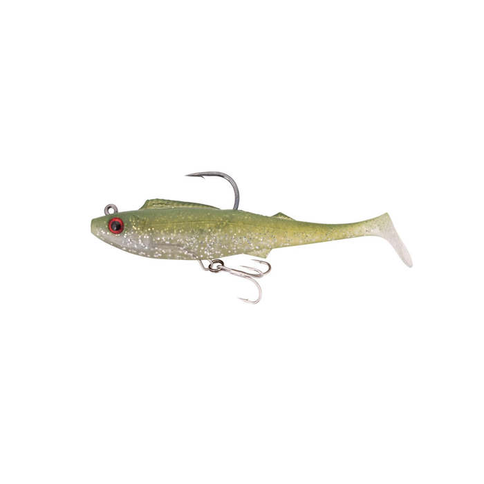 Berkley 2022 Shimma Pro Rig 5.5" Rigged Soft Plastic Fishing Lure Olive Glitter