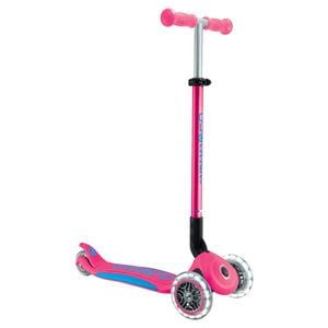 Globber Primo Fold Plus Lights Scooter V2 - Fuchsia Pink / Sky Blue
