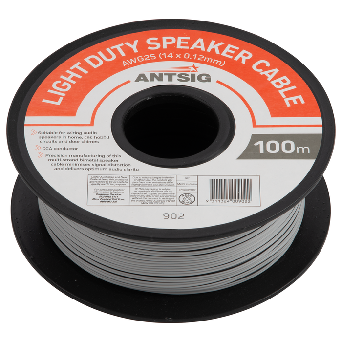 Antsig 14 x 0.12mm 100m Grey Speaker Cable AWG25 