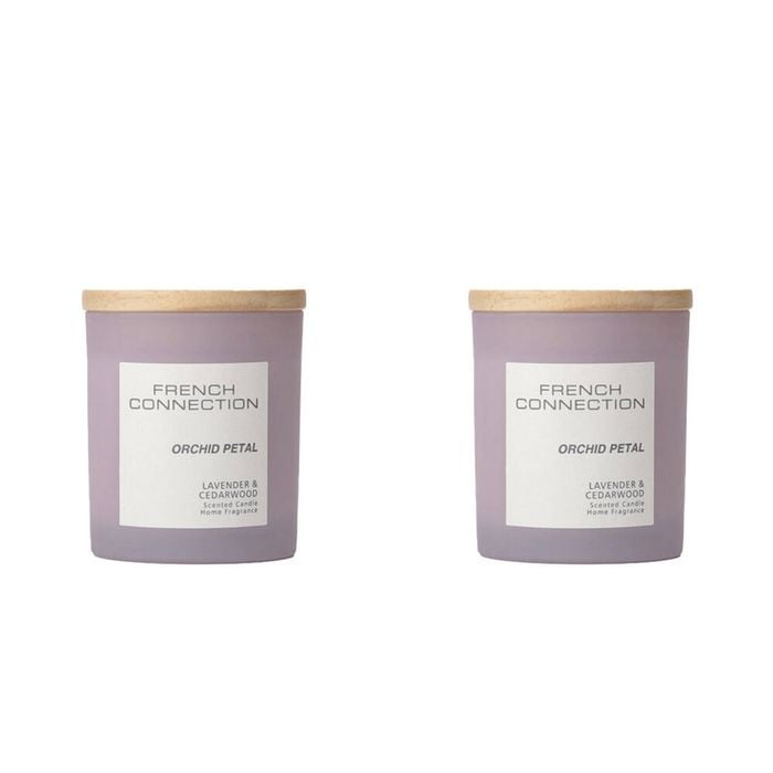 2PK French Connection Orchid Petal (Lavender & Cedarwood) Medium Candle 200g