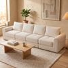 Advwin 300cm 4 Seater Sofa Modular Corduroy Floor Sofa Bed Boneless Cloud Couch No Assembly Beige